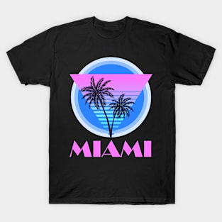 Vintage Miami Florida Palm Tree Sunset Graphic Cool Beach T-Shirt